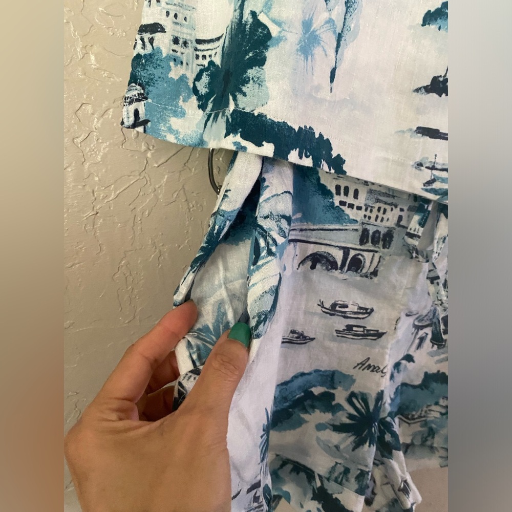 Cynthia Rowley Blue and White linen shirt and shorts set - Picture 14 of 15